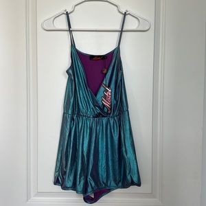 Motel Rocks NWT blue metallic romper - size XS